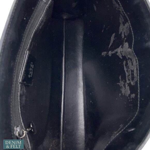 Gucci Vintage Black Patent Leather Shoulder Bag Logo Plaque Authentic Italy - Picture 11 of 16